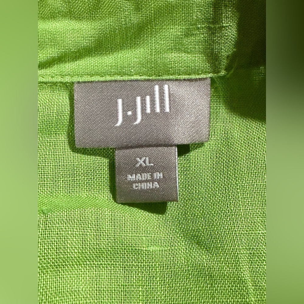 J. Jill Lime Green Button-Down 100% Linen Shirt Size-XL - Picture 8 of 10